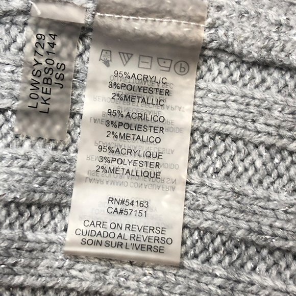 KARL LAGERFELD Paris Cable Knit Gray Sweater with Threads of Silver Size S/M - Picture 5 of 6